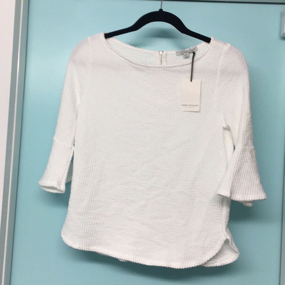 Green Envelope Top Sz L waffle design zip back